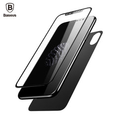 Baseus Front Back Screen Protector For iPhone X Tempered Glass Front