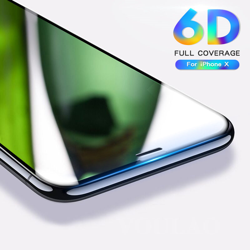 6D Full Cover Tempered Glass For iPhone X 6 6S 7 Plus Full Screen Protector Protective